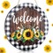 12 x 12 Inches Sunflower Welcome Sign – Round Wooden Art Wreath for Summer Front Door, Farmhouse Porch, and Wall Decor